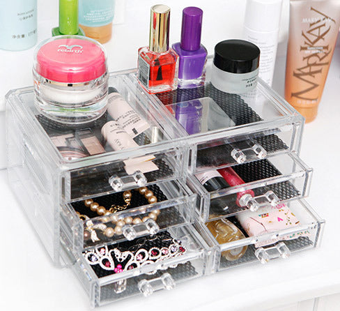 6-Drawer Crystal Clear Acrylic Makeup Organizer Jewellery Storage Box