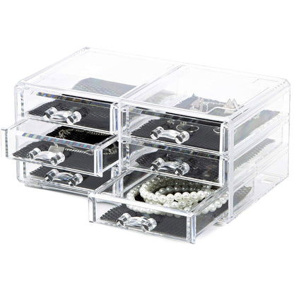 6-Drawer Crystal Clear Acrylic Makeup Organizer Jewellery Storage Box