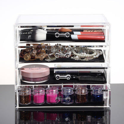 4 Large Drawers Crystal Clear Acrylic Makeup Organizer Storage Case