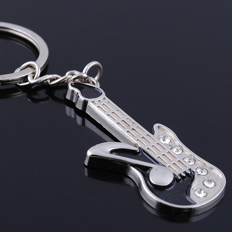 Electric Guitar Keychain Metal Keyring for Music Lovers