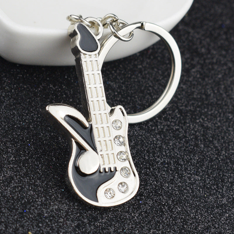 Electric Guitar Keychain Metal Keyring for Music Lovers