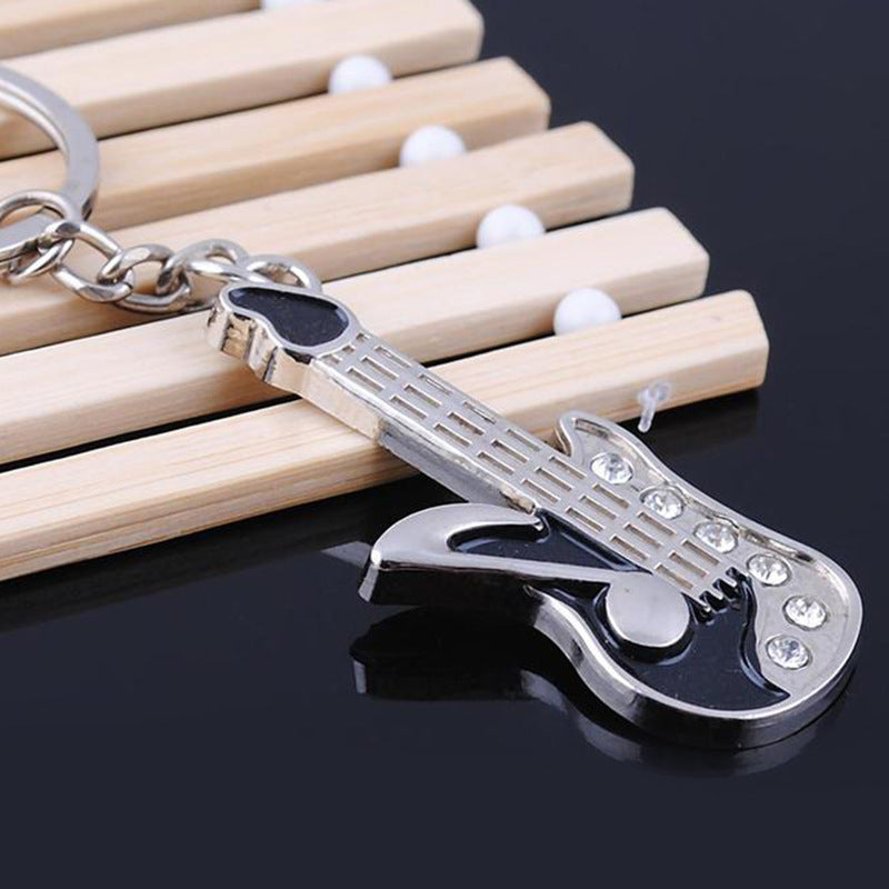 Electric Guitar Keychain Metal Keyring for Music Lovers