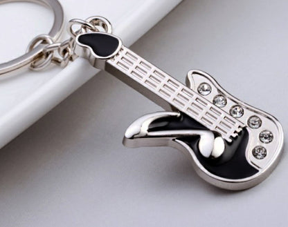 Electric Guitar Keychain Metal Keyring for Music Lovers