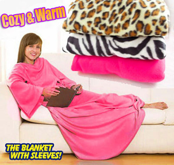 Cozy Sleeved Fleece Snuggle Blanket Pink