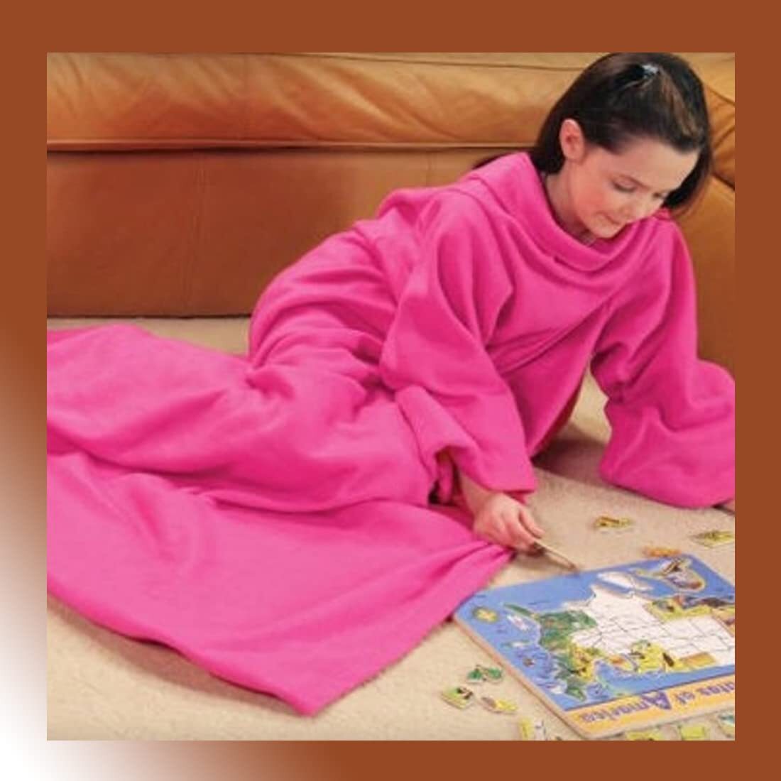 Cozy Sleeved Fleece Snuggle Blanket Pink