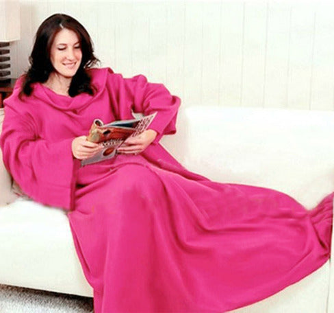 Cozy Sleeved Fleece Snuggle Blanket Pink