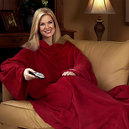 Cozy Sleeved Fleece Blanket with Sleeves Maroon