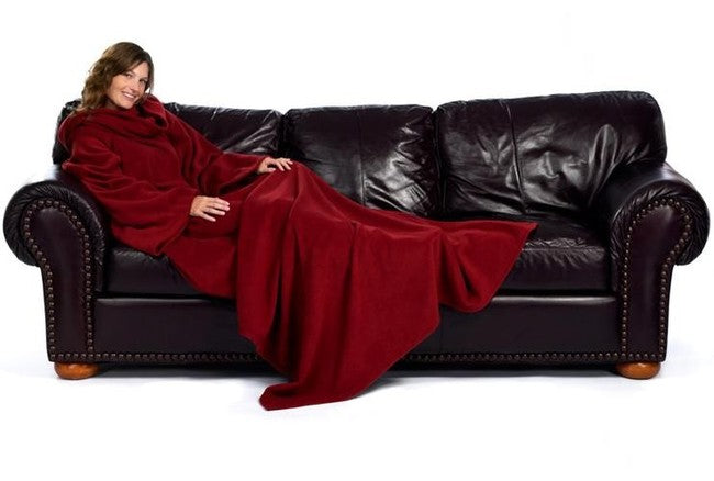 Cozy Sleeved Fleece Blanket with Sleeves Maroon