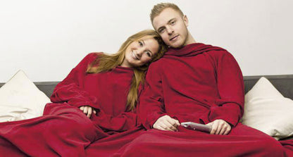 Cozy Sleeved Fleece Blanket with Sleeves Maroon