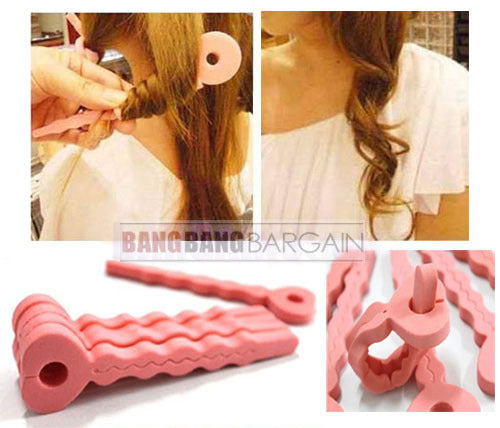 6 Pack Soft Hair Curlers for Spiral Curls DIY Salon Tool Pink