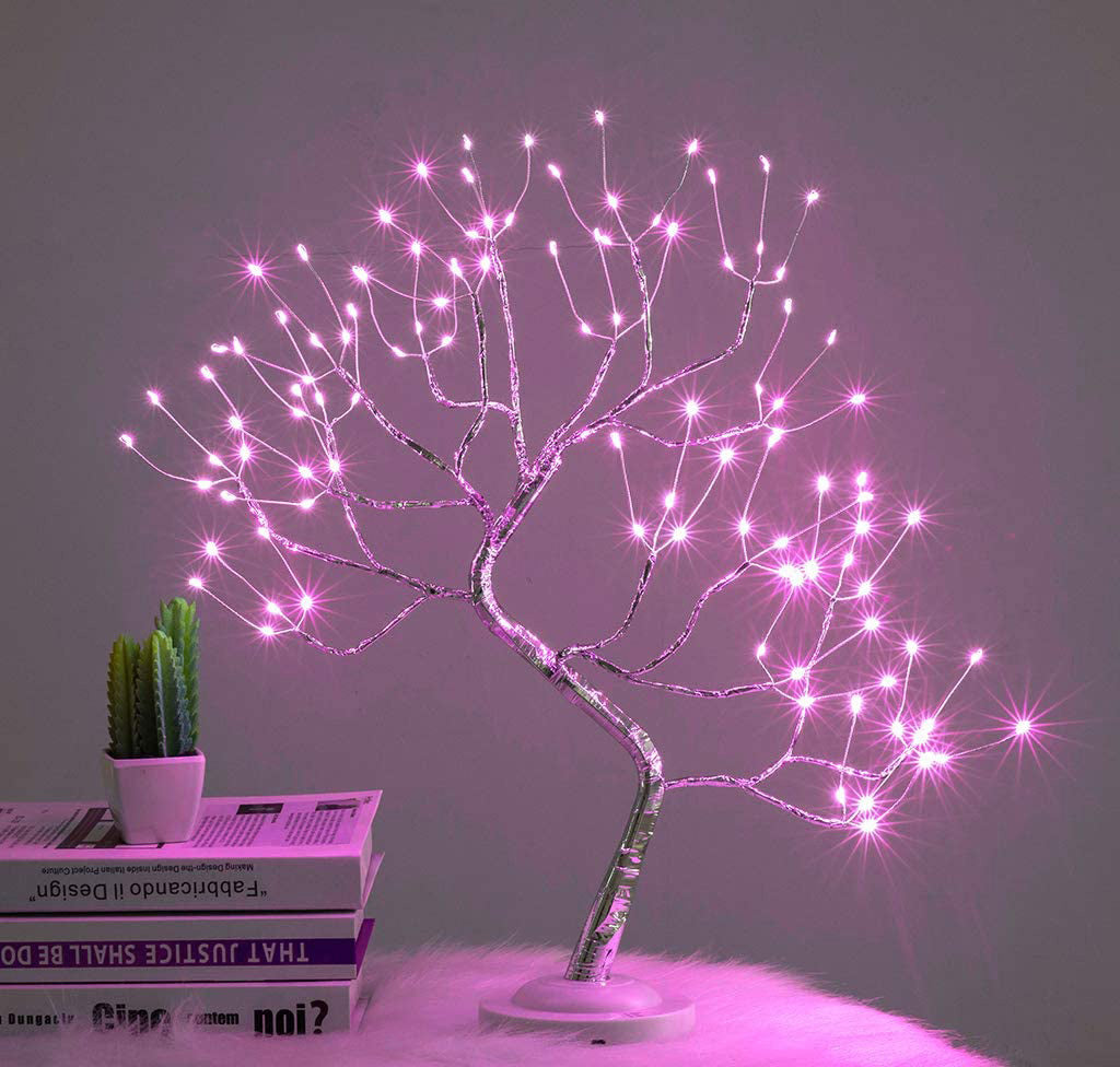 108 LED Firefly Fairy Light Spirit Tree Lamp Home Decor Pink