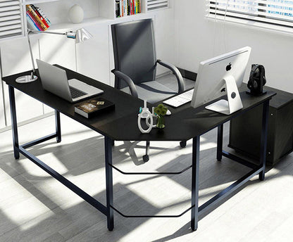 Double Workstation Modern Corner Office Computer Desk - Black