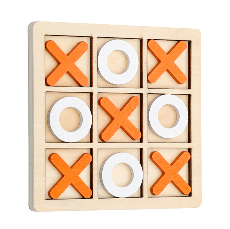 Wooden Tic Tac Toe Game Set Classic XO Board Game Orange