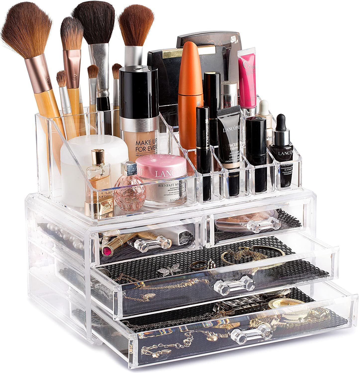 4 Drawer Crystal Clear Acrylic Makeup Organizer Jewellery Storage Box