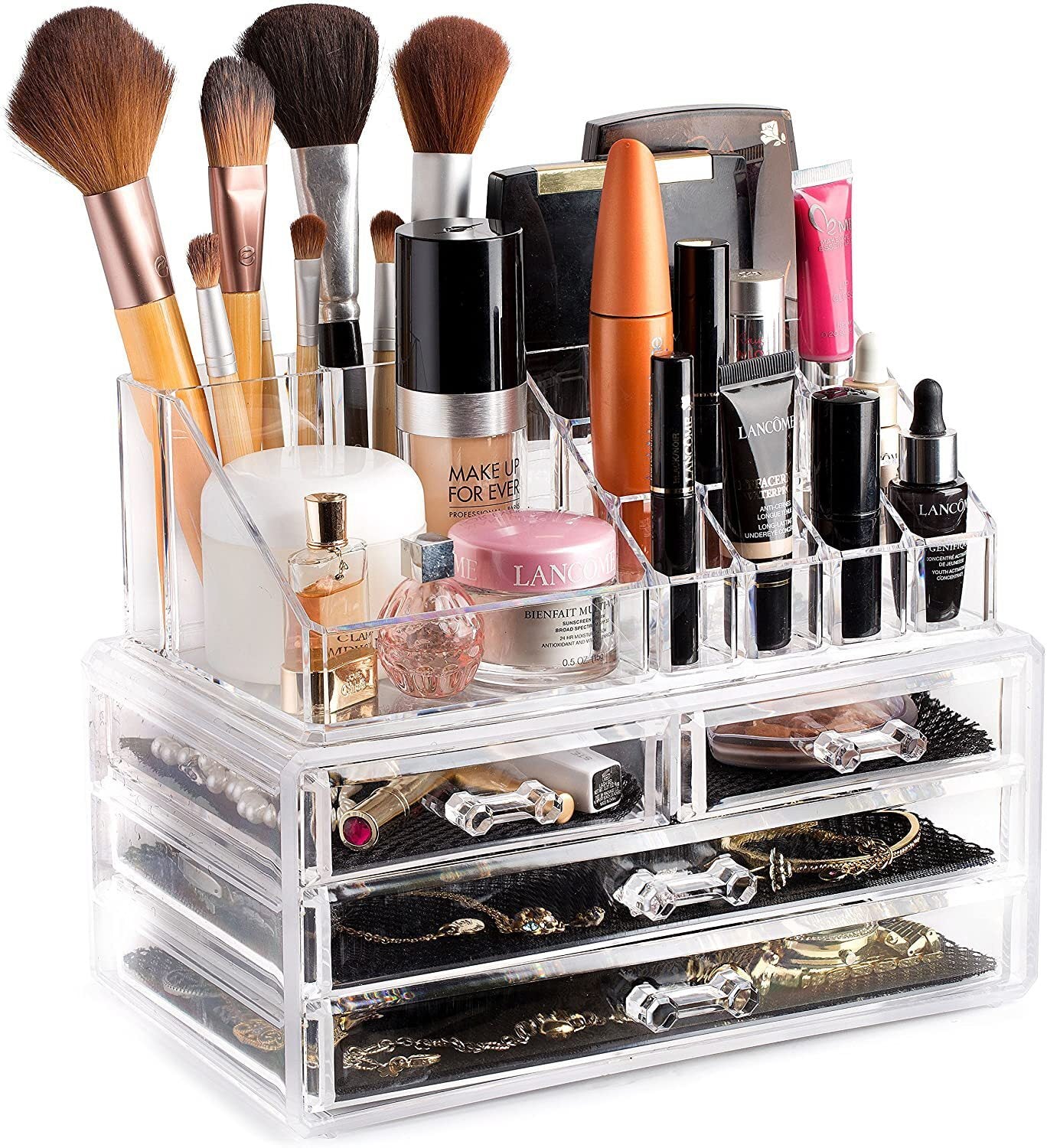 4 Drawer Crystal Clear Acrylic Makeup Organizer Jewellery Storage Box