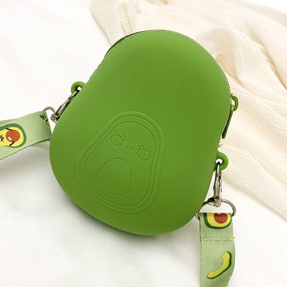 Cute Avocado Silicone Crossbody Bag for Girls