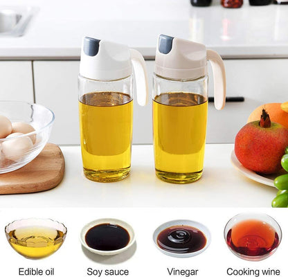 600ml Auto Flip Glass Bottle Drip Free Oil Dispenser for Kitchen Cooking