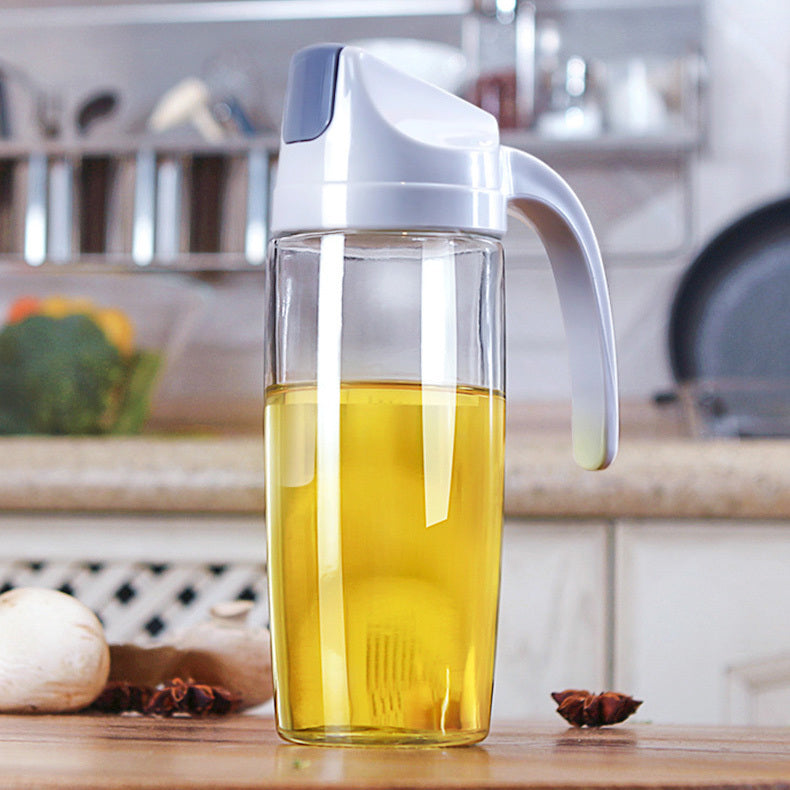 600ml Auto Flip Glass Bottle Drip Free Oil Dispenser for Kitchen Cooking