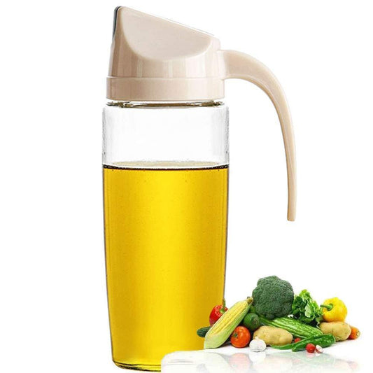 600ml Auto Flip Glass Bottle Drip Free Oil Dispenser for Kitchen Cooking