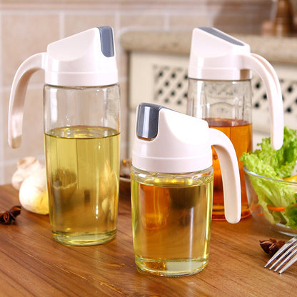 600ml Auto Flip Glass Bottle Drip Free Oil Dispenser for Kitchen Cooking