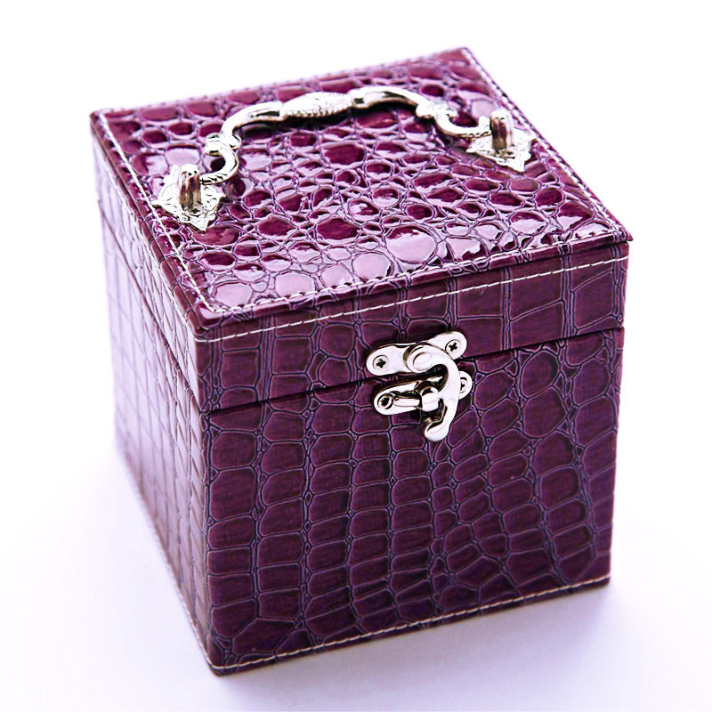 Elegant PU Leather Jewelry Box Organizer Gift Purple