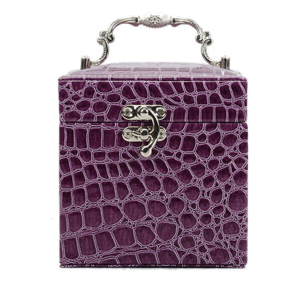 Elegant PU Leather Jewelry Box Organizer Gift Purple