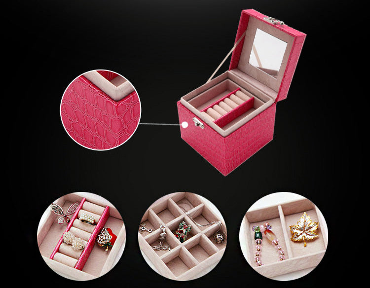 Elegant Pink PU Leather Jewellery Box Organizer Gift