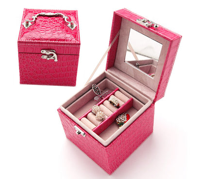 Elegant Pink PU Leather Jewellery Box Organizer Gift