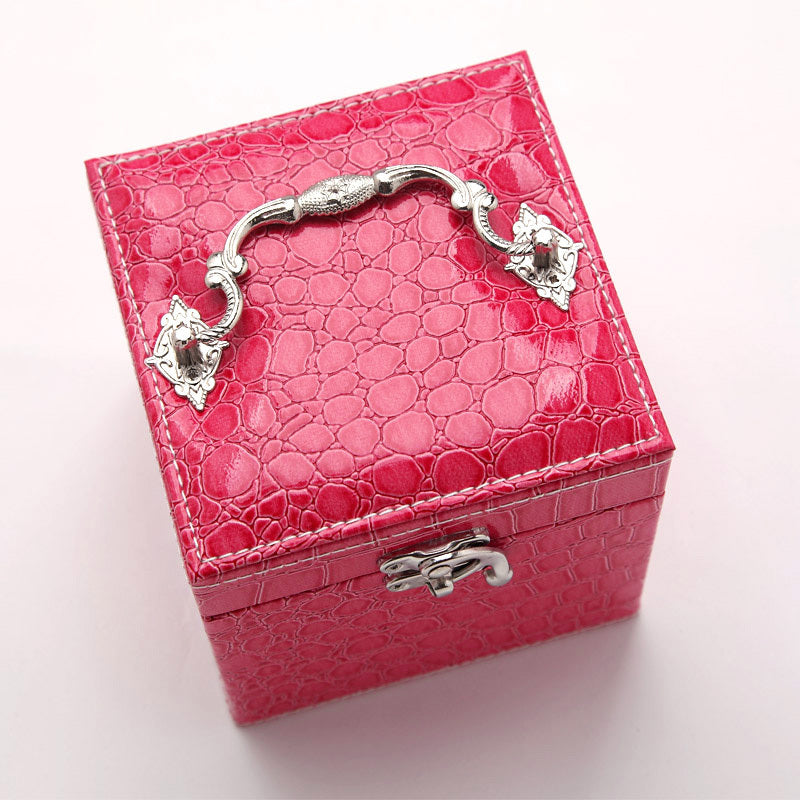 Elegant Pink PU Leather Jewellery Box Organizer Gift