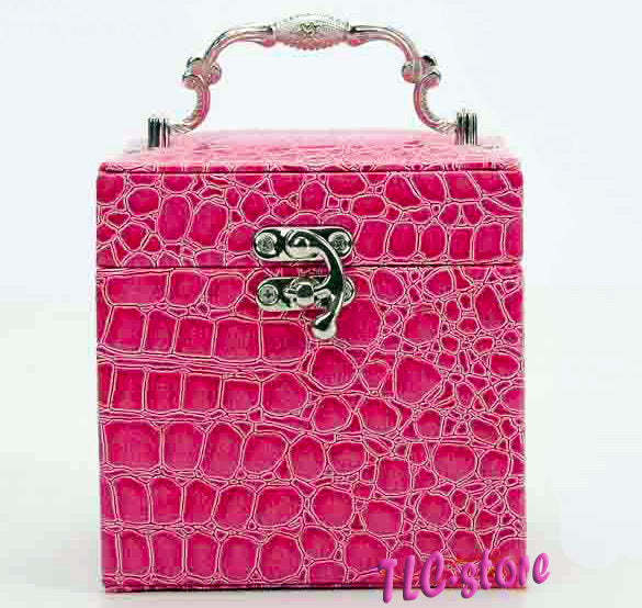 Elegant Pink PU Leather Jewellery Box Organizer Gift