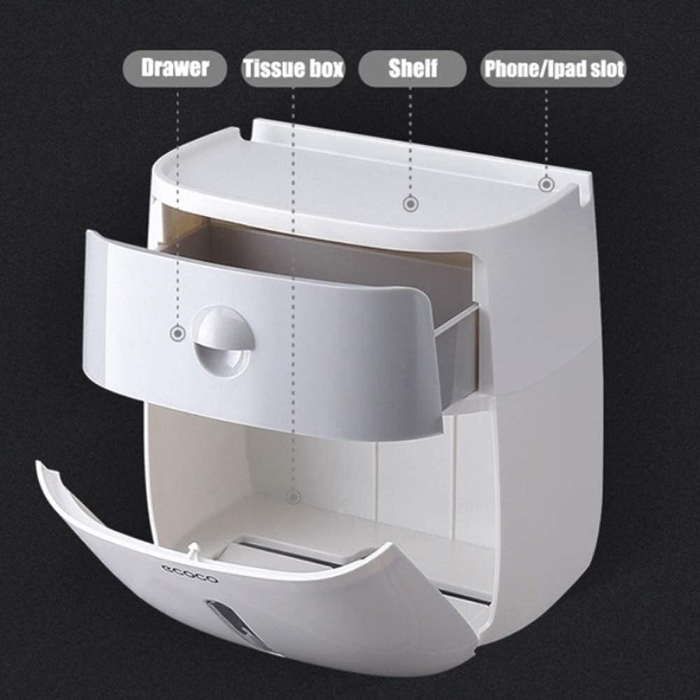 Bathroom Tissue Roll Dispenser Box with Convenient Drawer