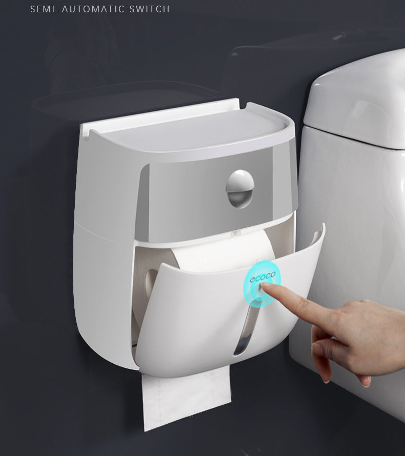 Bathroom Tissue Roll Dispenser Box with Convenient Drawer