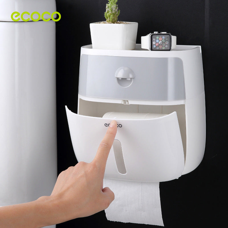 Bathroom Tissue Roll Dispenser Box with Convenient Drawer