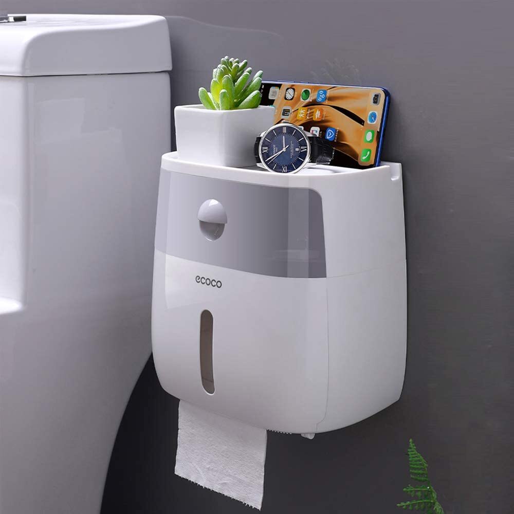 Bathroom Tissue Roll Dispenser Box with Convenient Drawer