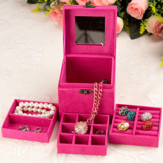 3 Level Velvet Jewellery Organiser Hot Pink