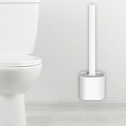 Wall Mounted Silicone Soft Flex Toilet Brush and Holder White