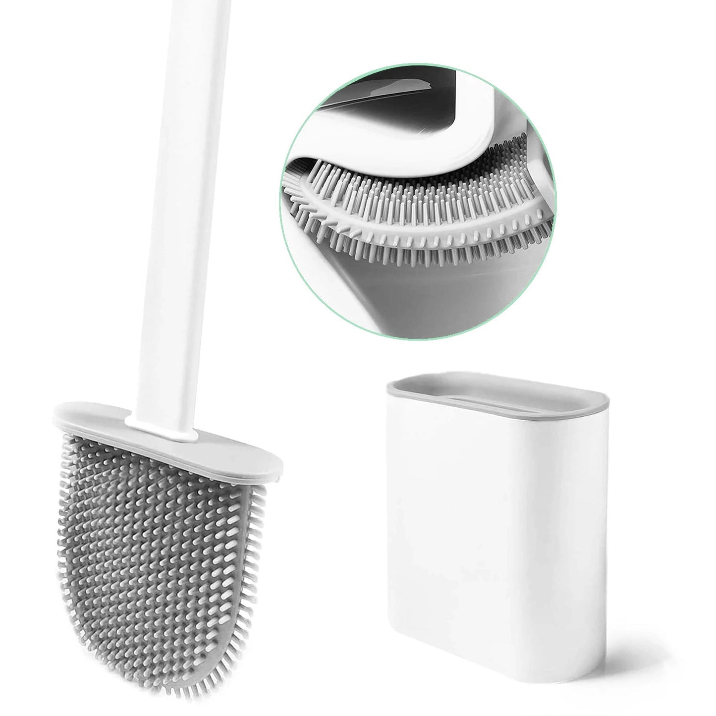 Wall Mounted Silicone Soft Flex Toilet Brush and Holder White