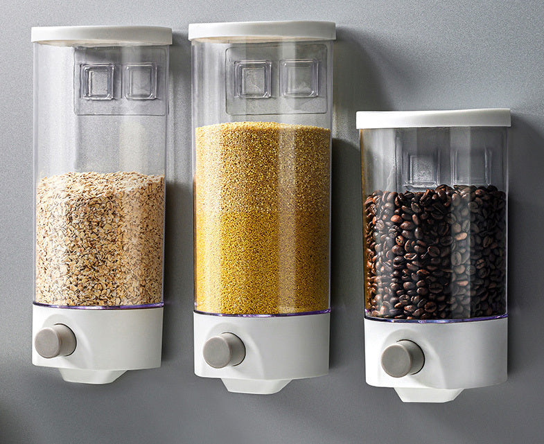 Wall-Mounted Kitchen Rice Grain Dispenser Storage Box