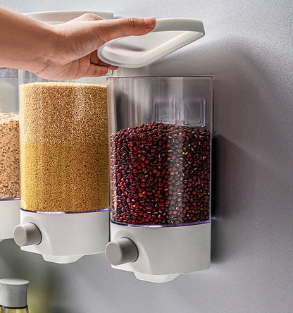 Wall-Mounted Kitchen Rice Grain Dispenser Storage Box