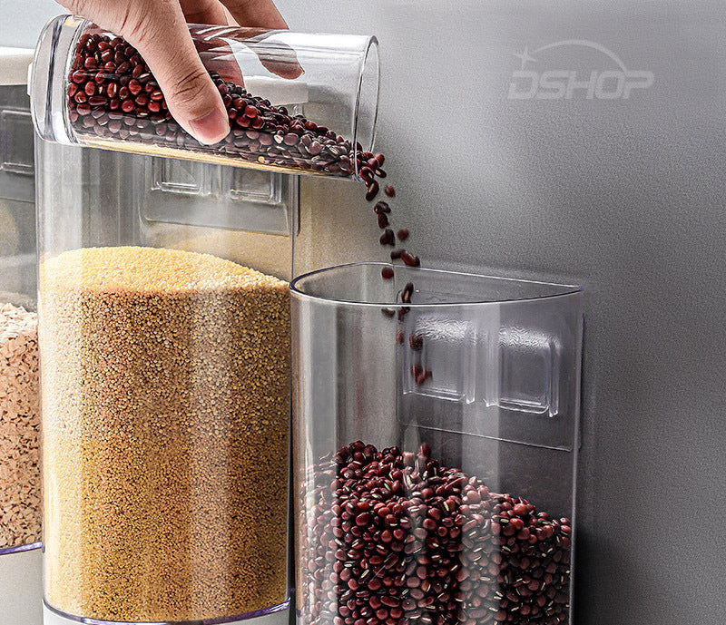 Wall-Mounted Kitchen Rice Grain Dispenser Storage Box