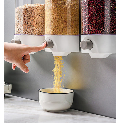 Wall-Mounted Kitchen Rice Grain Dispenser Storage Box