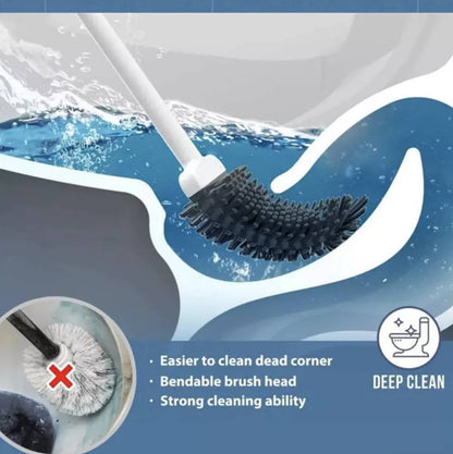 Revolutionary Silicone Soft Flex Toilet Brush Cleaning Tool with Holder