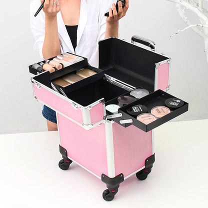 Professional Beauty Makeup Travel Organizer Suitcase for Cosmetics Pink