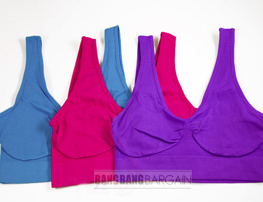 3 Pack Seamless Sports Bras Comfortable Breathable Wirefree - Vibrant