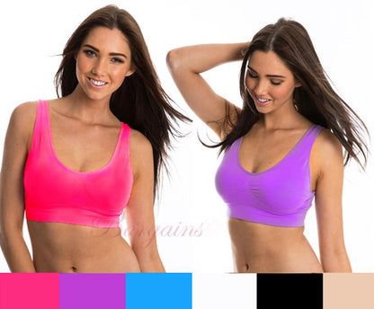 3 Pack Seamless Sports Bras Comfortable Breathable Wirefree - Vibrant