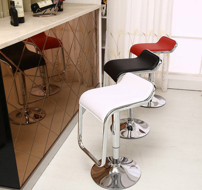 Set of 5 Luxury Faux Leather Chrome Bar Stools White