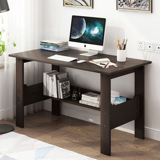 Modern Computer Desk with Shelf for Home Office Black Walnut