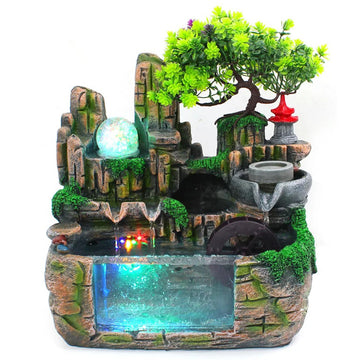 Calming Fountain Water Feature with Fish Tank for Relaxation and Home Decor