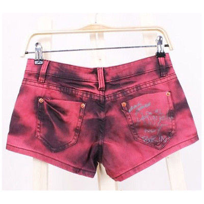 Size 30 Ladies Denim Shorts Trendy RED