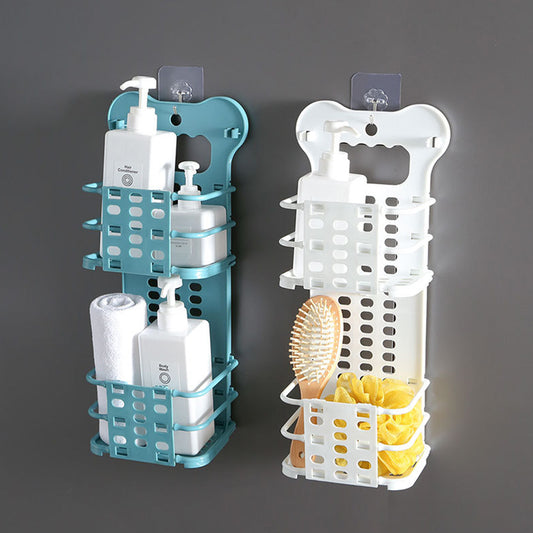 Bathroom Kitchen Organiser Folding Storage Basket White